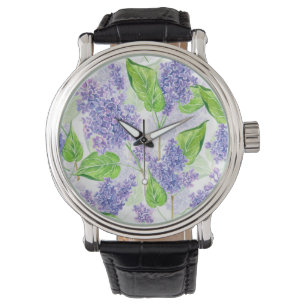 Montre Fleurs lilas aquarelles