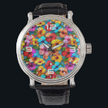 Montre Fleurs multicolores florales Motif-36355<br><div class="desc">Fleurs multicolores florales Motif-36355</div>