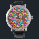Montre Fleurs multicolores florales Motif-36355<br><div class="desc">Fleurs multicolores florales Motif-36355</div>