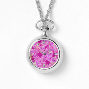 Montre Fleurs pourpres, lavande et prune, arrière - plan