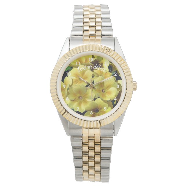 Montre Fleurs printanières Primrose Jaune Personnalisées (devant)