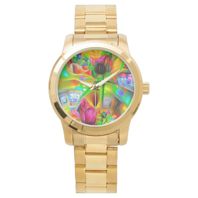 Montre Fleurs psychédéliques Abstraites (devant)