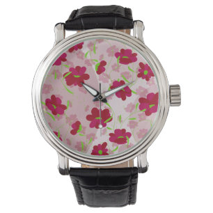 Montre Fleurs roses et rouges - Floral
