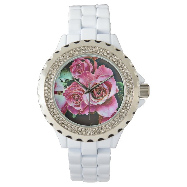 MONTRE FLEURS ROSES ROSES ROSES ROSES (devant)