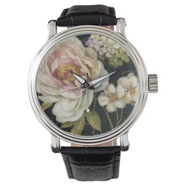 Montre Fleurs sur noir (devant)
