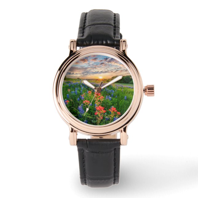 Montre Fleurs | Texas Bluebonnets & Indian Paintbrush (Recto)