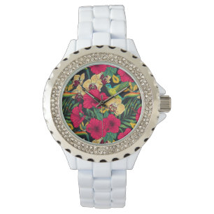 Montre Fleurs tropicales et colibri - Botanica d'été