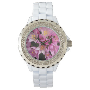 Montre Fleurs tropicales roses et jaunes