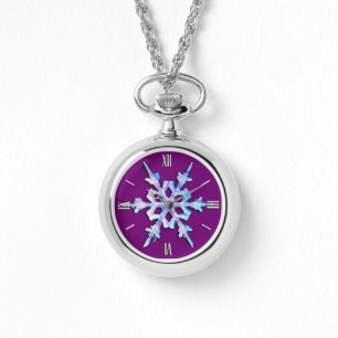 Montre Flocon de neige Iridescente sur améthyste violet