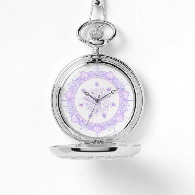 Montre flocon de neige violet clair et coeur étincelant (Recto)