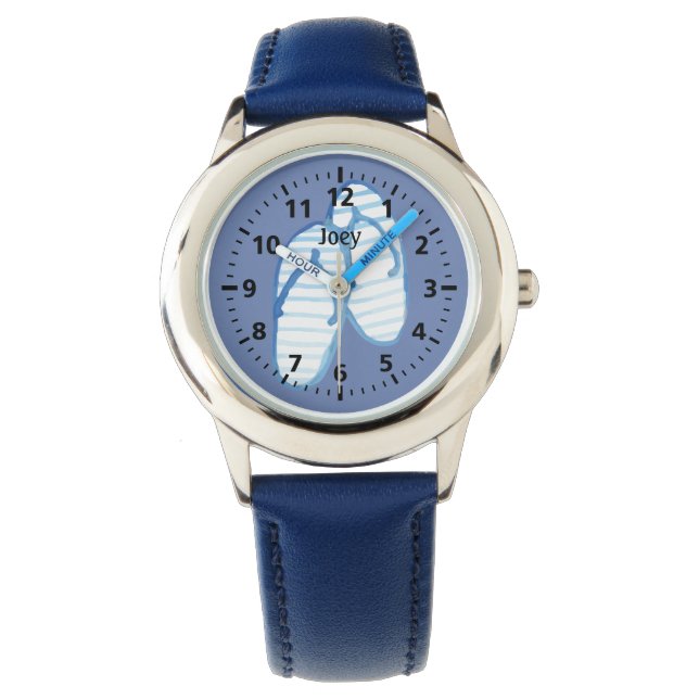 Montre Flops à tongs bleus sur bleu Personnalisé (devant)