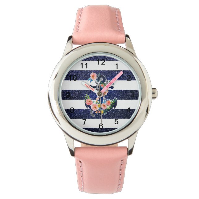 Montre Floral anchor on striped background (devant)