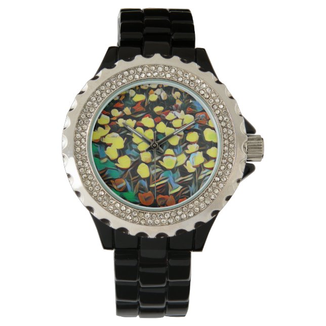 Montre Floral Black Watch (Dreaming) (devant)