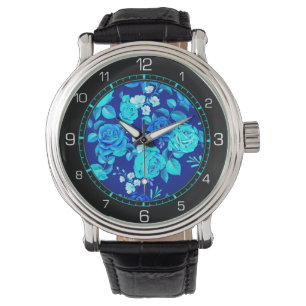 Montre Floral Blue Flowers Motif