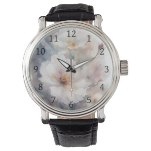 Montre Floral Digital Watercolor Fleurs violet orange 1