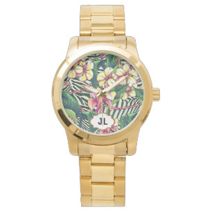 Montre Floral lumineux de Plumeria audacieux hawaïen