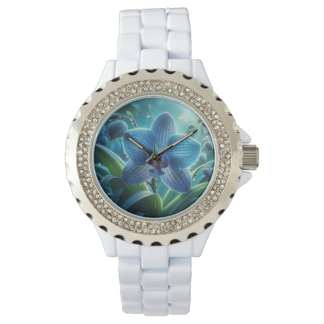 Montre Floral orchidée bleue (devant)
