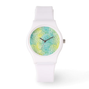 Montre Floral Vintage Jaune Et Bleu