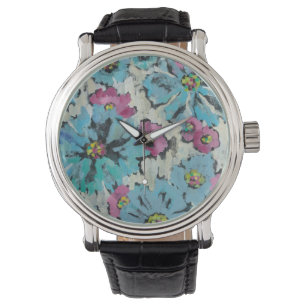 Montre Flore rose et bleu