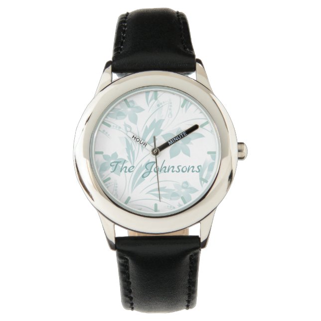 Montre Flore subtile en blues (devant)