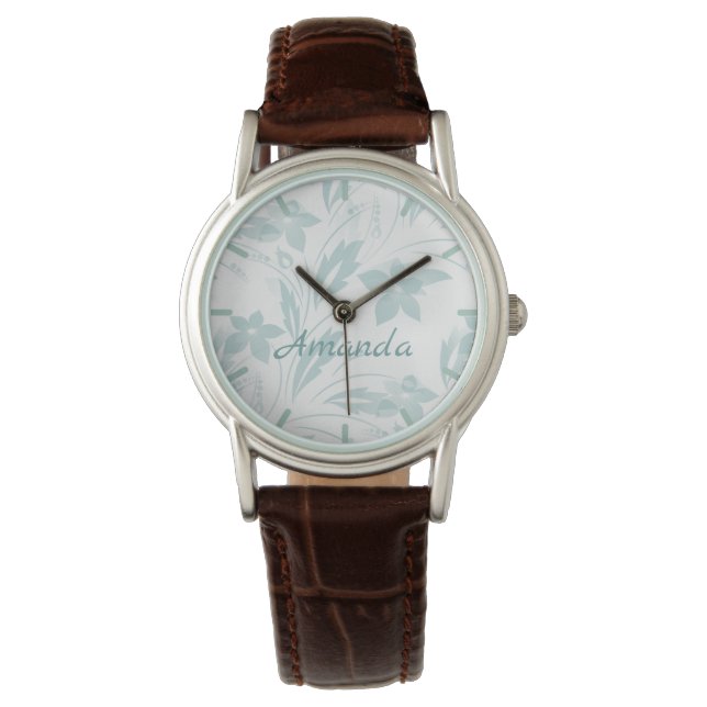 Montre Flore subtile en blues (devant)
