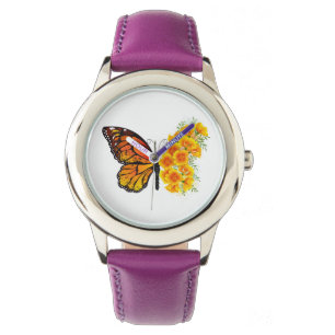 Montre Flower Butterfly with Yellow California Poppy