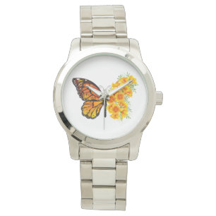 Montre Flower Butterfly with Yellow California Poppy