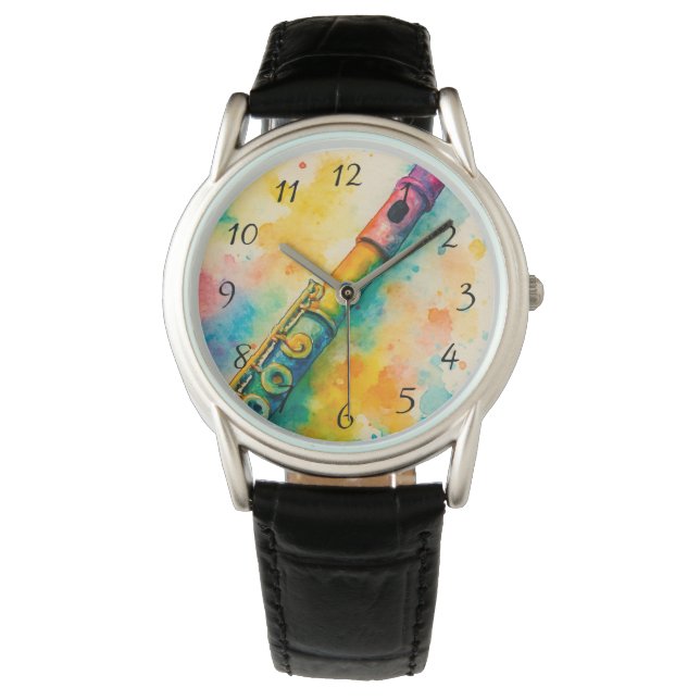 Montre Flûte d'aquarelle vive (devant)