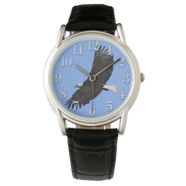 Montre Flying Bald Eagle and Blue Sky Wildlife Wristwatch (devant)