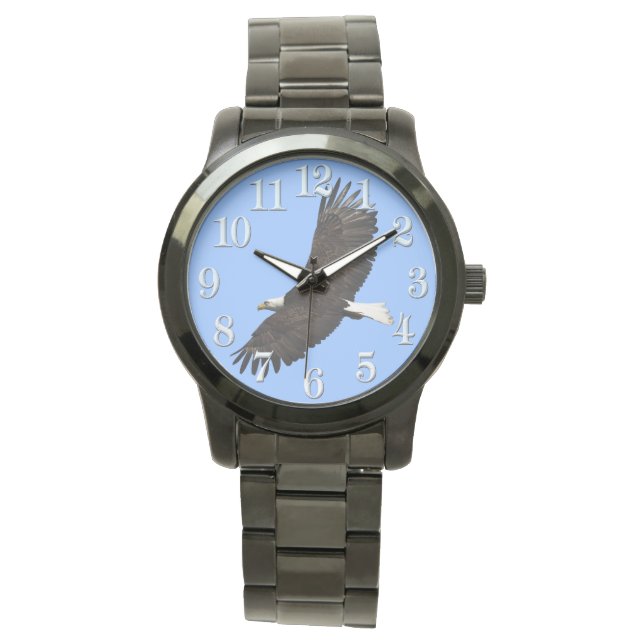 Montre Flying Bald Eagle and Blue Sky Wildlife Wristwatch (devant)