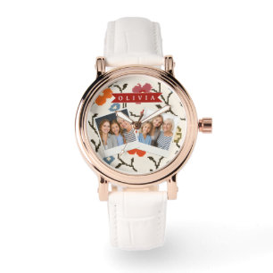 Montre Folk scandinave bohème vintage floral personnalisé