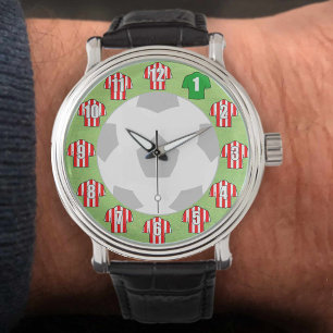 Montre Football Watch - avec Chemises rayées rouges et bl