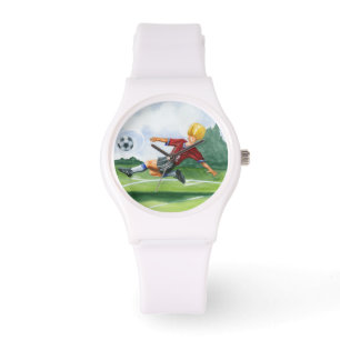 Montre Footballeur donnant un coup de pied une boule par