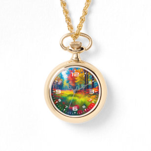 Montre Forêt avec des arbres et des fleurs colorés