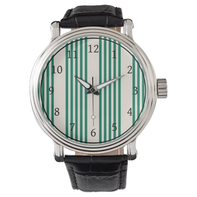 Montre Forêt vert et beige cinq bandes motif (devant)