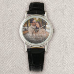 Montre Forever Be My Always Modern Mariage Photo Script<br><div class="desc">Montre photo moderne chic avec écriture manuscrite et lecture de typographie moderne : ' Etre toujours mon toujours 'aux côtés de vos noms personnalisés et date mariage. Personnalisez avec votre photo et vos informations préférées. Grand cadeau pour les jeunes mariés ou la Saint-Valentin !</div>