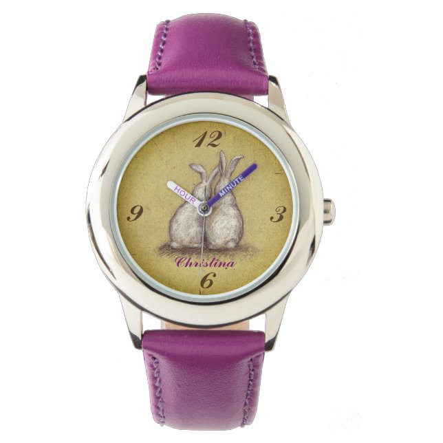 Montre "Forever Love Bunnies" Design Custom eWatch (devant)