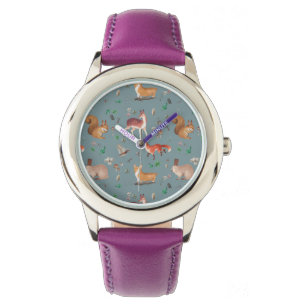 Montre forfait in watercolor pattern- bambi, fox, coney