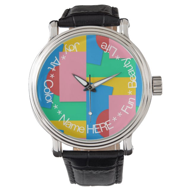 Montre Forme Abstraite personnalisée et art couleur (devant)