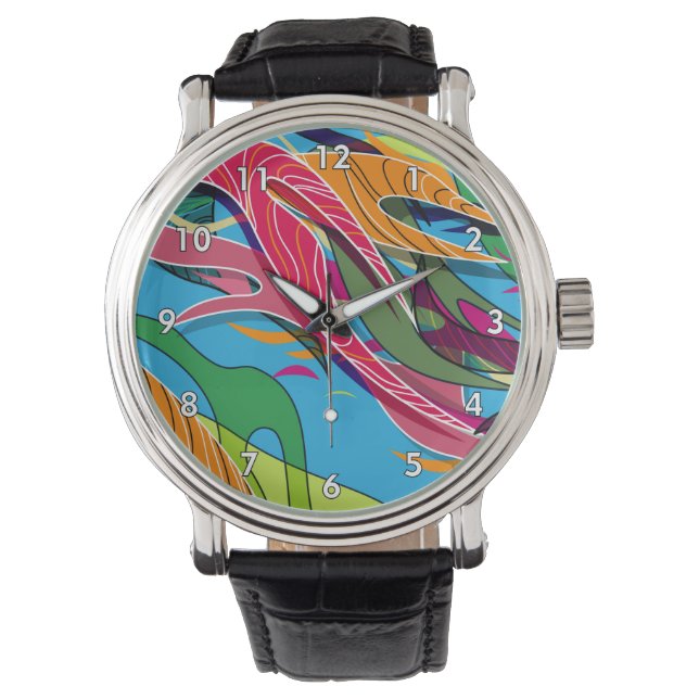 Montre Formes et lignes Abstraites cool et colorées (devant)