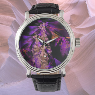 Montre fractale moderne en noir et violet
