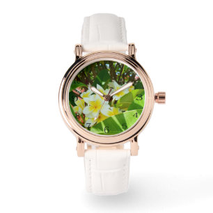 Montre Frangipaniers jaunes poussant sur un arbre,