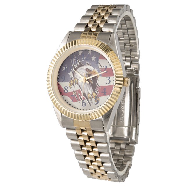 Montre Freedom Bald Eagle American Flag Watch (Incliné)