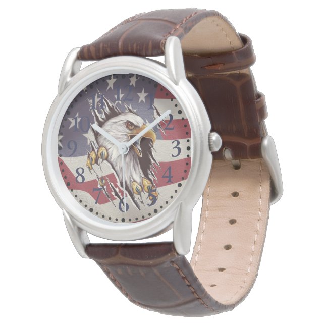 Montre Freedom Bald Eagle American Flag Watch (Incliné)