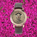 Montre Frida Kahlo - Surreal Double Exposition Complex Ar<br><div class="desc">Entrez dans le monde de Frida Kahlo avec cette montre fascinante, où l'art de la double exposition rencontre le surréalisme sur une carte postale vintage fissurée. Ce design unique est une célébration de la complexité, mêlant éléments modernes et vintages pour créer un accessoire à la fois dynamique et intemporel. Parfait...</div>