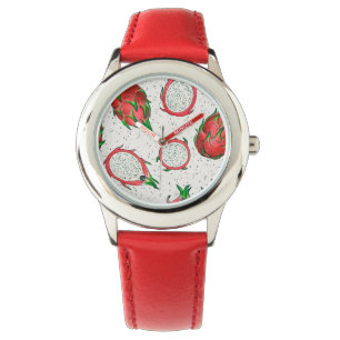 Montre Fruit de dragon rouge sur blanc