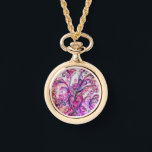 MONTRE FUCHSIA ROSE FLEURIES BLANCHES AVEC LE COEUR<br><div class="desc">Coloré,  fuchsia,  rouge,  blanc pourpre,  violet,  bleu rose fleurs et fleurs dans le printemps .Aquarelle peinture avec feuille dorée et argent parBulgan Lumini (c)</div>