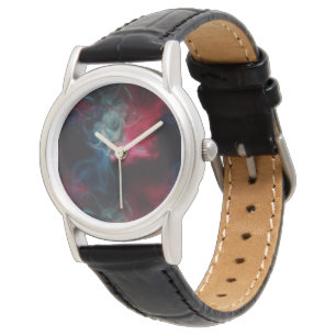 Montre fumée rose et bleue abstraite