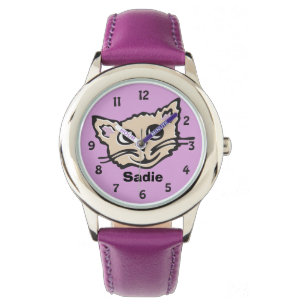 Montre Fun girls cat / kitten graphique nommé poignet mon