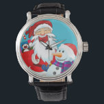 Montre Funny Laughing Santa Claus et Snowman Christmas<br><div class="desc">Funny Laughing Santa Claus et montre de Noël Snowman</div>